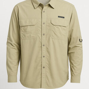 Little Donkey Power Dry Men’s Khaki Lightweight Utility Outdoor Shirt 5XL